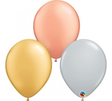 Qualatex 11" Round Tri Colour Mettalic Balloons 100Ct