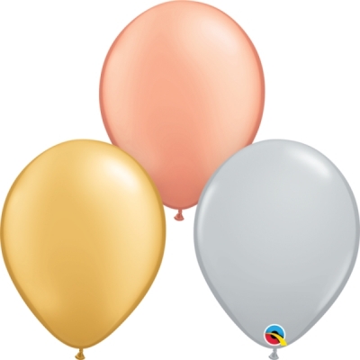 Qualatex 11" Round Tri Colour Mettalic Balloons 100Ct