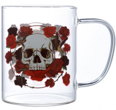 Skulls and Roses Glass Mug