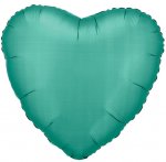 Amscan Silk Lustre Jade Green Heart Standard Foil Balloons