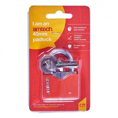 Amtech 40mm Rhombic Chrome Plated Iron Padlock