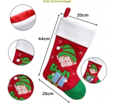 Deluxe Plush Red White Top Boy Elf Stocking 40cm X 25cm