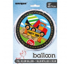 Construction Party Round Foil Balloon 18"