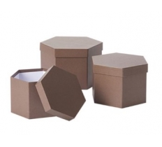 Hexagonal Hat Boxes Brick Set of 3