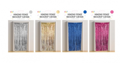 Metallic Fringe Backdrop Curtain