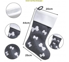 Deluxe Plush Charcoal Bones Christmas Stocking 40cm X 25cm