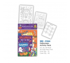 Halloween Activity Pack (3 Books A4,A5,A6 + Crayons)