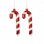 2 CANDY CANE BAUBLES 12CM