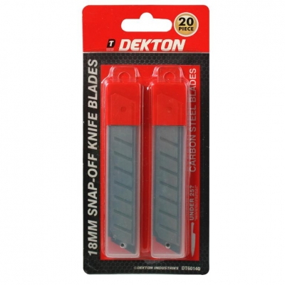 Dekton 18mm 20 Piece Snap-Off Knife Heavy Duty Blades