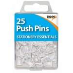 Tiger Essential 25 Push Pins Clear