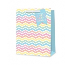 Gift Bag Pastel Zig-Zag Medium