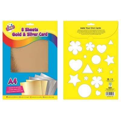 8 Sheets A4 Gold & Silver Card