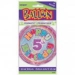 Age 5 Birthday Prism Round Foil Balloon 18"