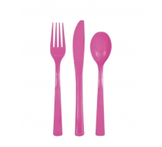 Assorted Cutlery Hot Pink 18 Pack