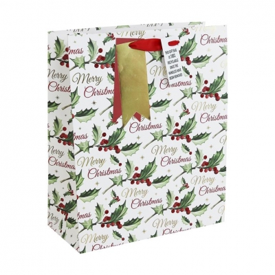 Christmas Holly Script Large Bag(265mm x 330mm x 140mm)