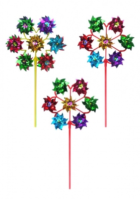 Foil Windmills with 7 Heads (19.5cm) Assorted Colours