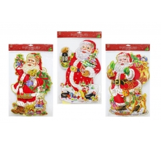 Plaque 3D Glitter Santa 50-53cm ( Assorted Designs )