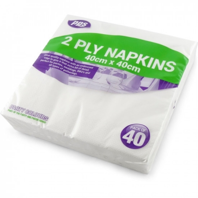 Napkins 2ply White 40cm 40pc/24