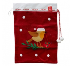 Santa Sack 44X60cm Robin Motif