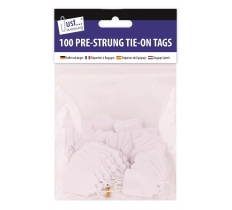 100 Pre Strung White Tags 25X39mm