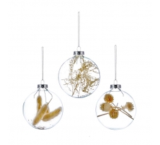 Clear Glass Ball Dried Wreath Design 8cm