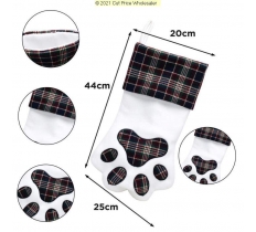 Deluxe Plush Green Tartan Dog Paw Stocking 36cm X 20cm