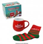 Christmas Ceramic Mug With Mens Socks