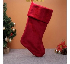 Deluxe Plush Red Plain Velvet Stocking 40cm X 25cm