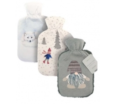 Hot Water Bottles with Printed Plush Sherpa reverse Cover