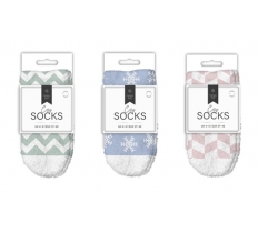 Ladies Printed Cosy Socks 2pk