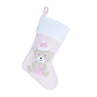 Deluxe Plush Pink Fluffy Teddy Stocking 40cm X 25cm