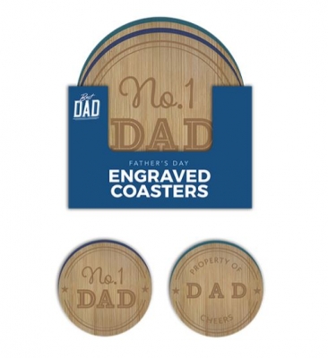 Fathers Day Wooden Engraved Coaster ( Assorted Designs )