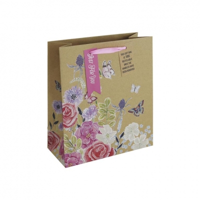 Butterfly Floral Kraft Medium Bag