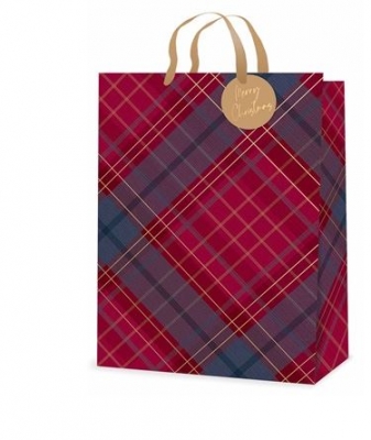 Gift Bag Christmas Tartan Ex Large ( 32 x 44 x 11cm)