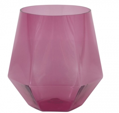 Diamond Shaped 12oz Stemless Plastic Wine Glass