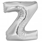 Silver Letter Z Shaped Foil Balloon 34" Pack aged