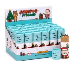 Christmas Festive Friends Pencil Pot 12 Colouring Pencils