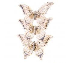 Christmas Gold Butterfly 14.5cm ( 3 Pack )