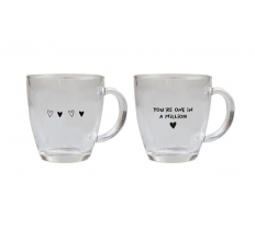 Valentines Day Printed Glass Coffee Cup 350ml