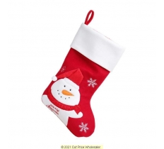 Deluxe Plush Red Snowman With 3D Hat Stocking 40cm X 25cm