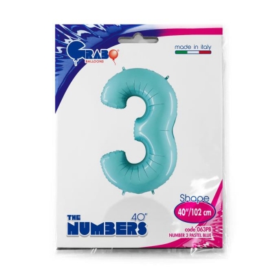 Number 3 Pastel Blue 40" Single Pack