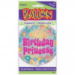 Birthday Princess Prism Round Foil Balloon 18"