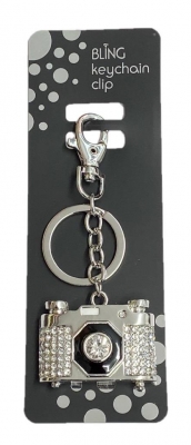 Bling Camera Keyring With Keychain & Clip