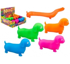 Stretchy 9cm Happy Neon Sausage Dog ( Assorted Colours )