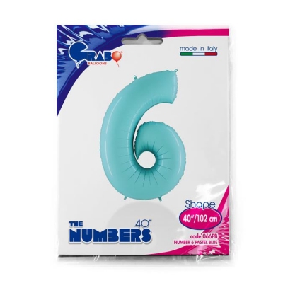 Number 6 Pastel Blue 40" Single Pack