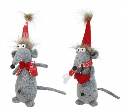 Felt Big Belly Mouse 30Cm Grey