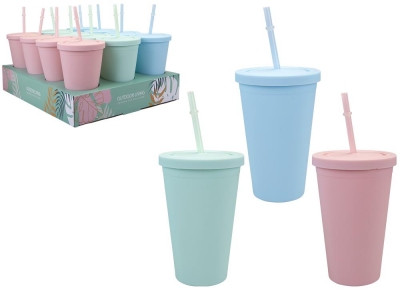 Soft Touch Drinking Cup With Straw 3 Assorted