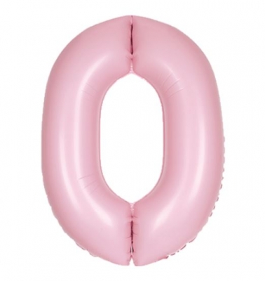 34" Unique Matte Lovely Pink Number 0 Foil Balloon