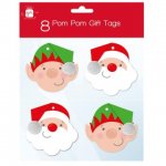 Christmas Tags 8 Pack Pom Pom