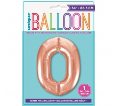 Rose Gold Number 0 Shaped Foil Balloon 34"